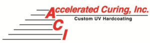 Red Black and white accelerated curing logo